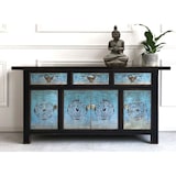 thumbnail of OPIUM OUTLET Möbel Kommode Schrank Sideboard Hochzeitsschrank 34372-5 schwarz-türkis asiatisch chinesisch orientalisch Holz