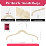 thumbnail of Percha Terciopelo con Pinzas | Color Beige | Antideslizantes y Resistentes | Perchas para Ropa | 24 Unidades