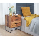 thumbnail of Industrielles Nachtkästchen aus Sheesham Holz und Eisen, 3 Schubladen. 50x40x65 cm | Kadima Design