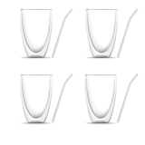 thumbnail of BEM 8-er Gläser Set: 4 x Doppelwandige Matcha Latte Macchiato Frappe Kaffeegläser, für heiße und kalte Getränke (je 440 ml) und 4 x Glasstrohhalme