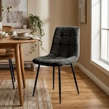 thumbnail of CLP Lot de 4 chaises de salle a manger Antibes Velours HBT: 84x45x55 cm Gris foncé