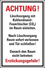 thumbnail of Aufkleber I Zusatzschild, Löschvorgang mit CO² Feuerlöscher im Raum ..., Folie, 200x300mm