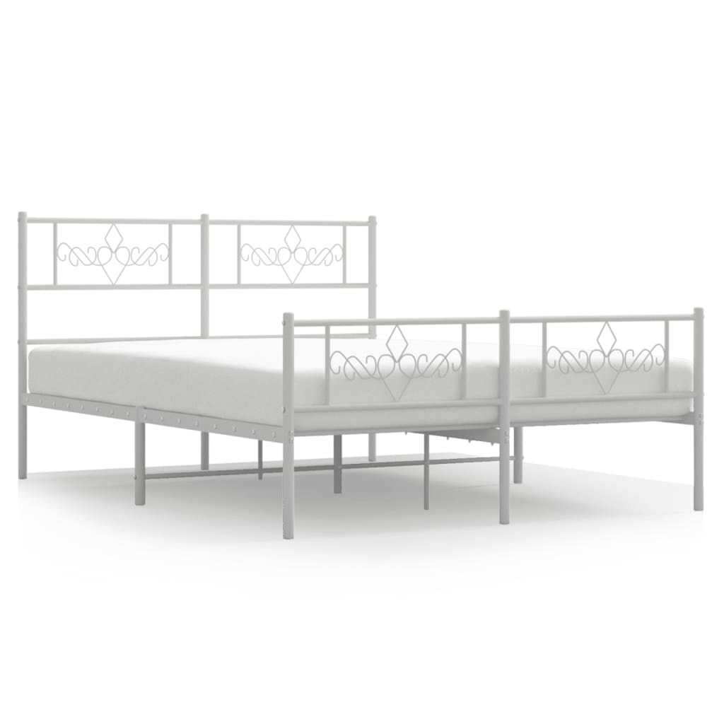 vidaXL Bedframe met hoofd- en voeteneinde metaal wit 140x200 cm