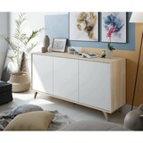 thumbnail of Dmora Credenza Arvada, Madia moderna a 3 ante e ripiani, Buffet da cucina, Buffet di design da soggiorno, 154x40h75 cm, Rovere e Bianco