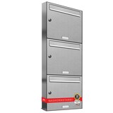 thumbnail of AL Briefkastensysteme 3 Fächer Premium Edelstahl Wand Briefkasten Anlage für Post A4, modern, robust und wetterfest, Artikelnummer: 331T3EA1