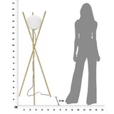 thumbnail of Piantana in metallo dorata con sfera in vetro bianco Ø cm 55x155