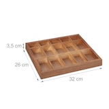 thumbnail of Relaxdays Sortierbox Holz, 15 Fächer, HxBxT: 3,5x32x26 cm, Aufbewahrungsbox für Tee, Perlen u. Nähzubehör, offen, natur