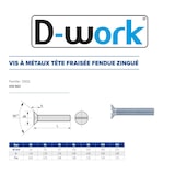 thumbnail of 500 Vis Métaux Tête Fraisée Fendue 3 x 20 mm - DIN 963 - Zingué blanc - D-Work
