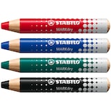 thumbnail of STABILO 4 crayons marqueurs MARKdry + 1 taille-crayon + 1 chiffonnette