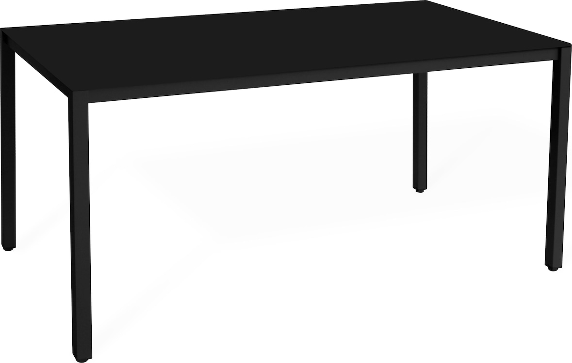 Tarrington House Tavolo da pranzo, in acciaio/vetro, 80 x 150 x 74 cm, per uso esterno, gambe regolabili in altezza, per max. 6 persone, nero