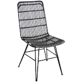 thumbnail of Chaise noire en rotin et métal