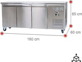 thumbnail of Romux® Tiefkühltisch mit 3 Türen 180x60 cm mit Luftkühlung | Theken Gefriertische aus Edelstahl mit Kapazität 339 L und Leistung 750 W