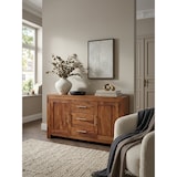 thumbnail of Elegantes Sideboard Sheesham, 3 Schubladen, 2 Türen, Landhaus-Stil. 118x40x70 cm | Kadima Design