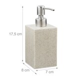 thumbnail of Relaxdays Seifenspender 300 ml, nachfüllbar, Bad, Küche, Flüssigseifenspender eckig, Polyresin, Edelstahlpumpe, sand