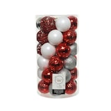 thumbnail of 37 Weihnachtskugeln 6cm Kunststoff Christbaumkugeln Christbaumschmuck mix rot