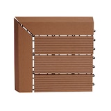 thumbnail of BERLINLODGE WPC Eck-Bodenfliese + Abschluss | BxT 30x30cm Premium | Holzoptik Terrasse | Ecke rechts | Teak linear