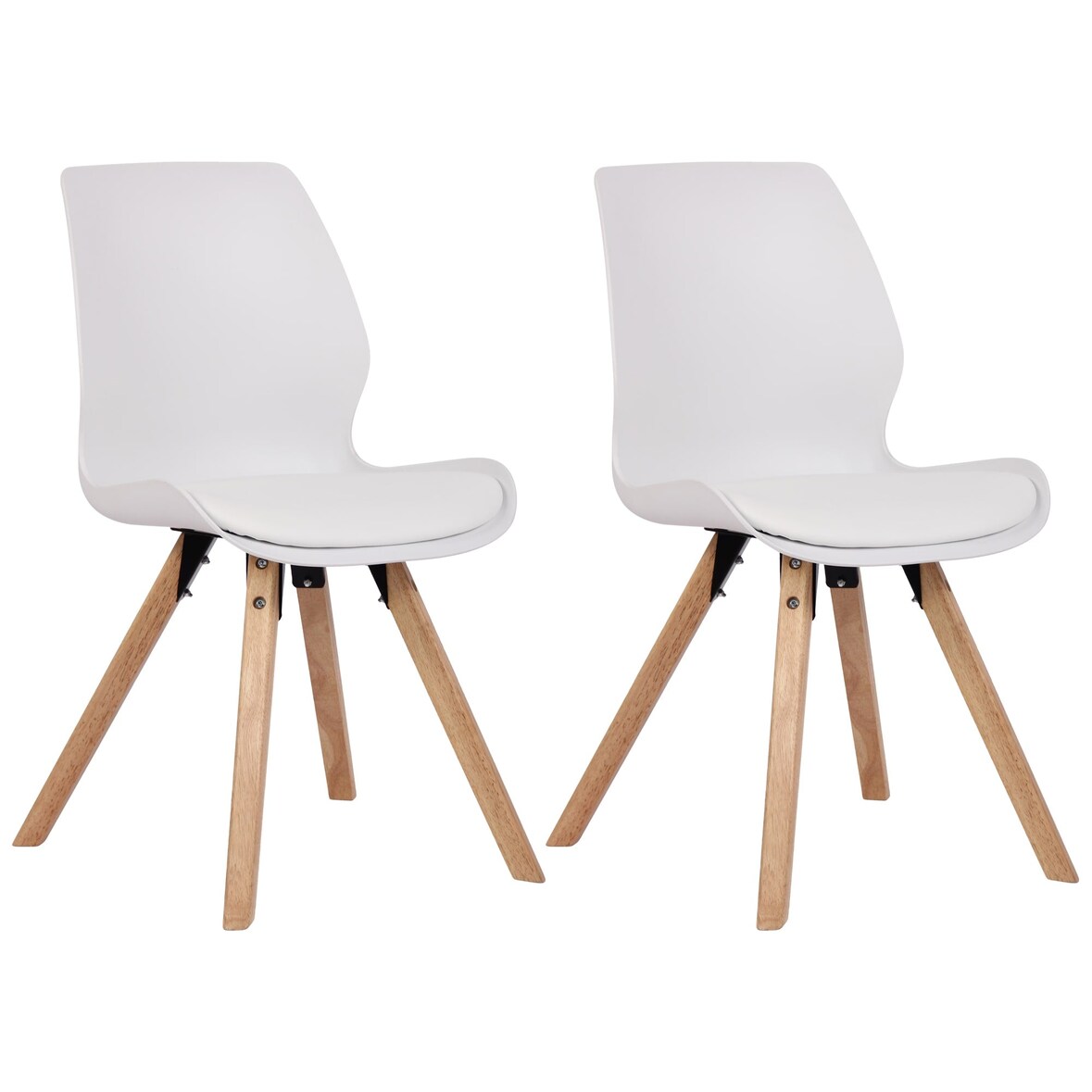 Décoshop26 - Lot de 2 chaises de salle à manger en plastique blanc style scandinave pieds bois CDS101141