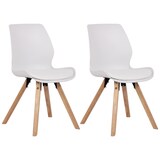 thumbnail of Décoshop26 - Lot de 2 chaises de salle à manger en plastique blanc style scandinave pieds bois CDS101141