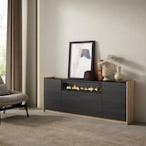 thumbnail of Sideboard, Highboard, 207x80x37 cm, 4 Türen, Elektrokamin., Schwarz Eiche