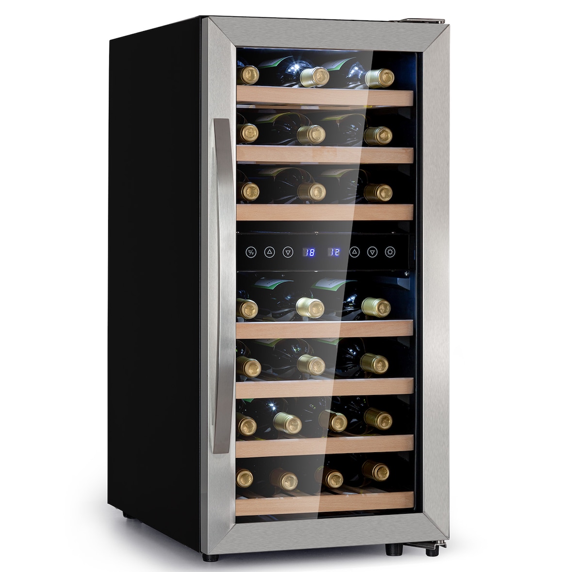 Klarstein Vinamour 33 Duo Weinkühlschrank 2 Zonen 89 L / 33 Flaschen 5-18°C Touch Edelstahl