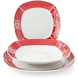 thumbnail of Home 18-delig vierkant servies Grace van porselein met rood dessin