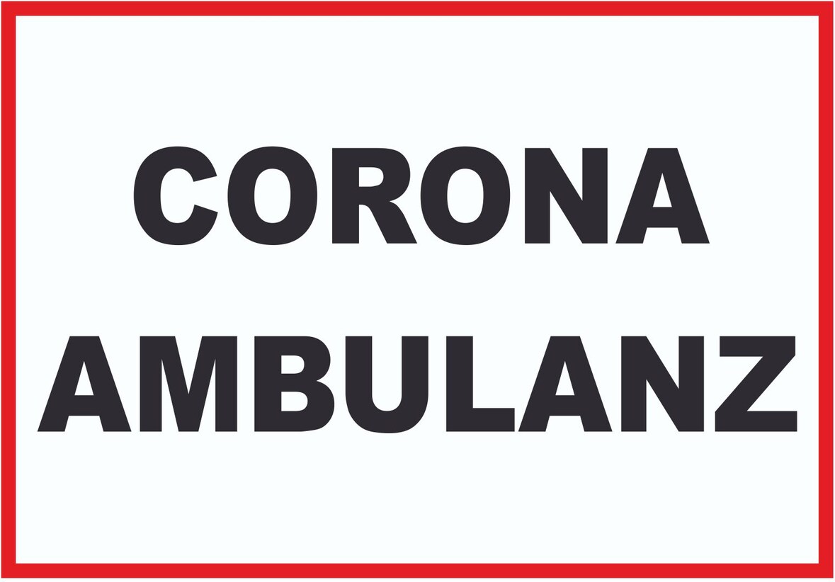 Corona Ambulanz Schild A5 Rückseite selbstklebend