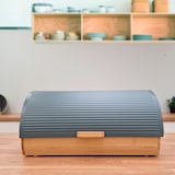thumbnail of Briebe BB1162GRY Panera para Guardar Pan de Mesa Madera Bambú, Tapa Deslizante Bread Box Almacenamiento Bollería, Gris