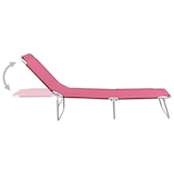 thumbnail of Tumbona plegable de acero y tela rosa