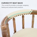 thumbnail of Barhocker aus Echtleder+Holz Weiß mit Rückenlehne 360 Grad drehbar gepolsterter Sitz Barstuhl für Küche Theke, 96x55x55 cm