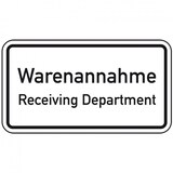 thumbnail of Schild I Hinweisschild 2-spr. Warenannahme Receiving Dep., Aluminium RA0, reflektierend, 600x330mm, DIN 67520