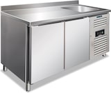 thumbnail of KLIMAITALIA Edelstahl-Kühltisch mit 2 Türen und Spüle. Klasse B tropisierte automatische Abtautemperatur -2°C/+8°C.  Maße LxWxH 151x70x96 cm. CLV2200T