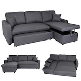 thumbnail of Ecksofa mit Bettkasten HWC-L17, Couch Sofa L-Form, Liegefläche Nosagfederung 228cm ~ dunkelgrau