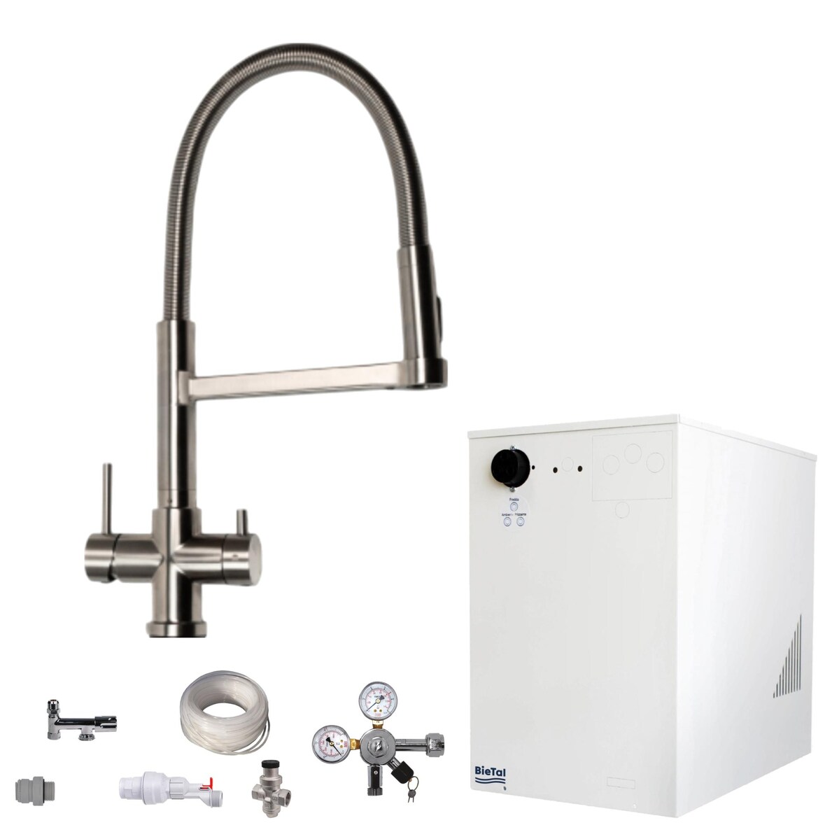 Tafelwassergerät BieTal® BT-30U Kühlung & 5-Wege Wasserhahn Edelstahl mit Brause