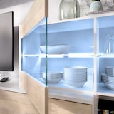 thumbnail of Dmora Parete attrezzata Adams, Set da soggiorno modulare ad angolo, Mobile salotto multiposizione con luce LED, 260x41h180 cm, Rovere e Bianco