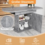 thumbnail of Ausziehbarer Esstisch mit Stauraum 130x70x75 cm Betonoptik Grau, ovale Tischplatte, platzsparend, multifunktional, mit silbernem Griff