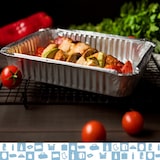 thumbnail of Conjunto de 100 Bandejas de Alumínio com Tampa para Alimentos Descartáveis de 800 ml - Embalagem perfeita para churrascos, transporte de alimentos