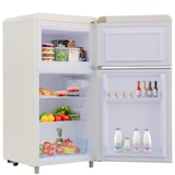 thumbnail of Kompakter 46×45×91 cm Retro Kühlschrank 72L Zweitürig Gefrierfach 21L Kühlfach 51L Energiesparend E-Klasse Verstellbare Einlegeböden Weiß