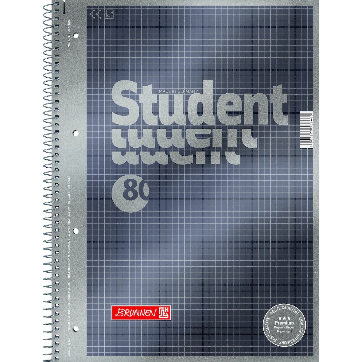 Brunnen Collegeblock Premium, DIN A4, 80 Blatt, kariert, 28