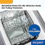 thumbnail of Exquisit Waschmaschine 7,5kg, Toplader, Waschmaschine schmal, Energieklasse A, Startzeitvorwahl, Kurzprogramm, LTO1207-030A silber-dunkel
