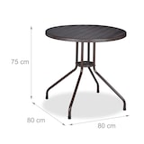 thumbnail of Relaxdays Gartentisch, Holz-Optik, runder Outdoortisch, Kunststoff, Metall, robust, Balkontisch, HxD: 75 x 80 cm, braun
