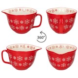 thumbnail of Rührschüssel Schneeflocke rot creme 2,5L Teigschale mit Griff Kekse Weihnachten