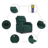 thumbnail of vidaXL Massagesessel mit Aufstehhilfe Dunkelgrün Samt