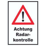 thumbnail of Achtung Radarkontrolle Schild A2 Rückseite selbstklebend