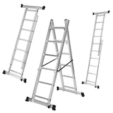 thumbnail of tectake scala multifunzionale in alluminio, ponteggio con ruote - argento - 401668