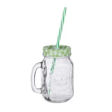 thumbnail of Relaxdays Trinkgläser mit Strohhalm, 8er Set, 400 ml, Gastro, Deckelgläser mit Henkel, Ice Cold Drink Gläserset, bunt