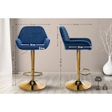 thumbnail of 2er Set Barhocker Braga Gold Samt blau