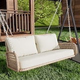 thumbnail of Merax PE-Rattan-Schaukel-Doppelsitz, Hängeschaukel für den Garten im Freien, mit Kissen und 2 Ketten, belastbar 320 kg, beige