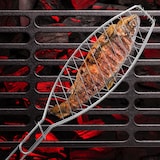 thumbnail of Relaxdays Fischbräter 6er Set, Edelstahl, mit Griff, 54 cm lang, Fischhalter zum Grillen, Grillguthalter Fisch, silber