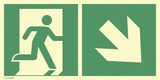 thumbnail of Notausgang rechts abwärts, Kombi, ISO 7010, Kunststoff, nachl.,160-mcd,297x148mm