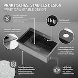 thumbnail of ML-Design Spülbecken Edelstahl 68 × 45 cm Anthrazit – Einbauspüle mit Abtropfkorb, Seifenspender & Ab-/Überlaufgarnitur, Einzelbecken mit Siphon